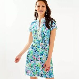 Lilly Pulitzer Blue and Green Floral Mini Dress